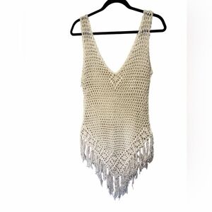🤍 Crochet Fringe / Beach Cover-Up – Ivory